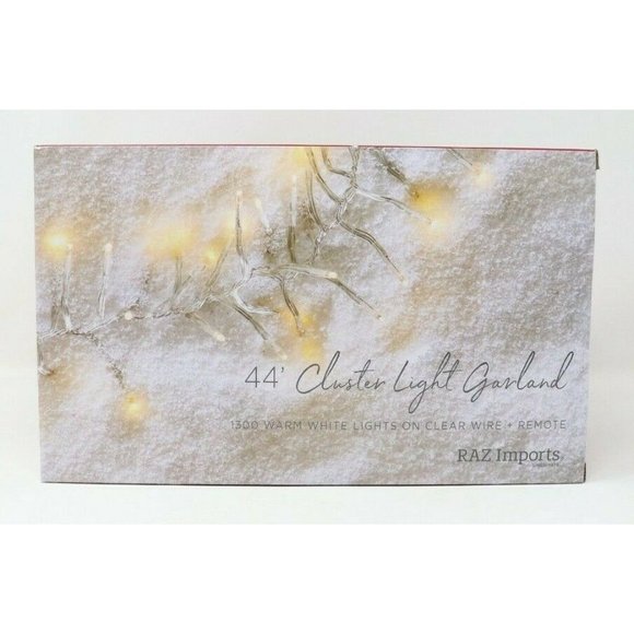 1300 Warm White LED Lights on 44ft CLEAR WIRE w/Remote Christmas Cluster Garland - Picture 2 of 12